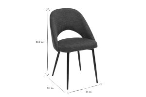 Chaises vintage en tissu effet velours texturé bleu foncé et métal noir (lot de 2) COSETTE