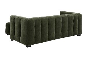 Canapé design 3 places et repose-pieds en tissu effet velours vert kaki CORTO