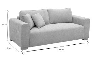 Canapé design 3 places en tissu effet velours texturé beige PEPPER