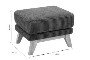 Pouf repose-pieds scandinave en tissu velours côtelé vert kaki et bois clair OSLO