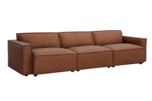 Canapé modulable vintage 4 places en cuir marron SPLIT