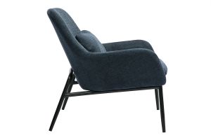 Fauteuil design en tissu effet velours texturé bleu foncé et métal noir MAXINE
