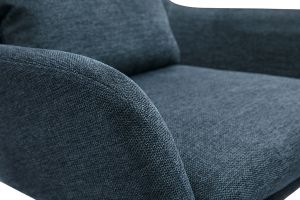 Fauteuil design en tissu effet velours texturé bleu foncé et métal noir MAXINE