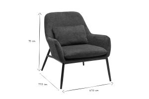 Fauteuil design en tissu effet velours texturé bleu foncé et métal noir MAXINE