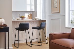 Tabourets de bar noirs et métal H65 cm (lot de 2) BOOST