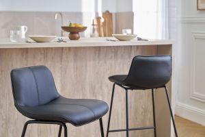 Tabourets de bar noirs et métal H65 cm (lot de 2) BOOST