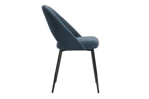 Chaises vintage en tissu effet velours texturé bleu foncé et métal noir (lot de 2) COSETTE