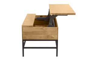 Table basse relevable industrielle bois manguier massif et métal noir L90 cm YPSTER