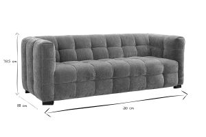 Canapé design 3 places en tissu effet velours terre brûlée CORTO