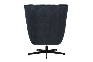 Fauteuil scandinave pivotant en tissu effet velours texturé bleu foncé et métal AVERY