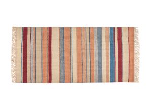 Tapis rectangulaire rayé multicolore en coton 60 x 120 cm SUPLA