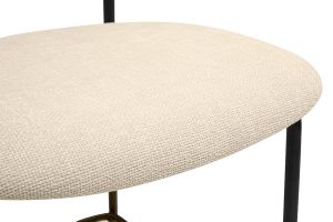 Tabourets design en tissu effet velours texturé beige, métal noir et cannage rotin (lot de 2) MIRANDA