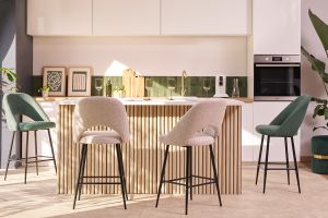 Barhocker aus dunkelblauem Samt-Effekt-Stoff H65 cm (2er-Set) COSETTE