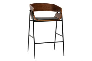 Tabourets de bar design bois foncé et métal noir (lot de 2) WESS