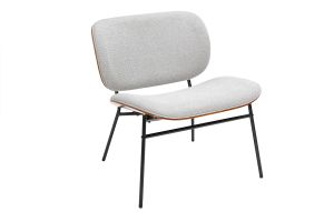 Fauteuil en tissu effet velours texturé gris et métal noir SHELBY