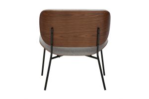 Fauteuil en tissu effet velours texturé gris et métal noir SHELBY