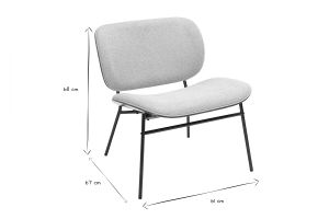 Fauteuil en tissu effet velours texturé gris et métal noir SHELBY
