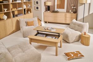Table basse relevable finition bois chêne L100 cm BOLSO