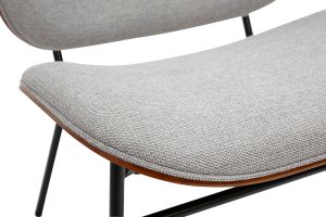 Fauteuil en tissu effet velours texturé gris et métal noir SHELBY