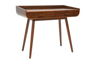 Bureau scandinave bois foncé avec rangements 2 tiroirs L100 cm HALLEN