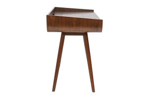 Bureau scandinave bois foncé avec rangements 2 tiroirs L100 cm HALLEN