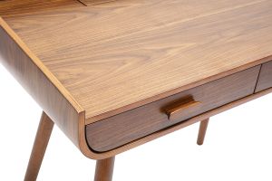 Bureau scandinave bois foncé avec rangements 2 tiroirs L100 cm HALLEN