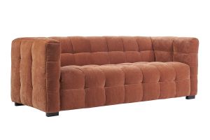 Sofá de diseño de 3 plazas en tela de terciopelo terracota CORTO
