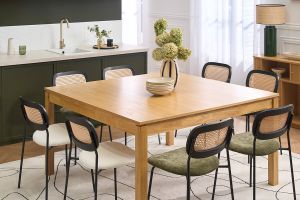 Table à manger carrée bois clair L140 cm SYLVA