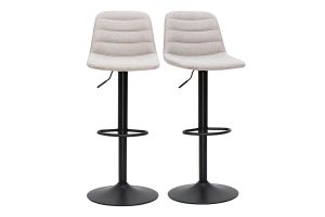 Tabourets de bar réglables en tissu effet velours texturé beige et métal (lot de 2) SAURY