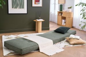 Chauffeuse 1 place convertible en tissu vert kaki SALLY