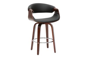 Tabouret de bar design noir et bois foncé 65 cm pivotant 360° ARAMIS