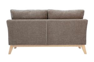Canapé scandinave déhoussable 2 places en tissu effet velours texturé taupe et bois clair OSLO