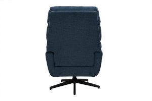 Fauteuil pivotant en tissu chenille bleu foncé et métal noir JONAH