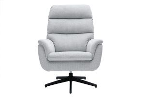 Fauteuil pivotant en tissu chenille gris et métal noir JONAH
