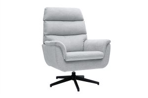 Fauteuil pivotant en tissu chenille gris et métal noir JONAH