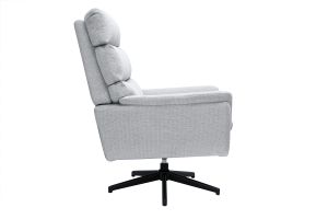 Fauteuil pivotant en tissu chenille gris et métal noir JONAH