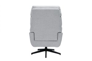 Fauteuil pivotant en tissu chenille gris et métal noir JONAH