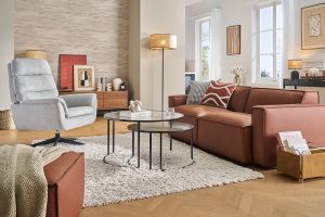Fauteuil pivotant en tissu chenille gris et métal noir JONAH