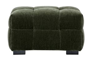 Pouf repose-pieds design en tissu effet velours vert kaki CORTO