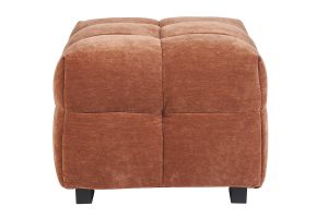 Pouf repose-pieds design en tissu effet velours terre brûlée CORTO