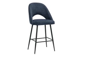 Tabourets de bar en tissu effet velours texturé bleu foncé H65 cm (lot de 2) COSETTE
