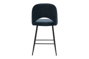 Tabourets de bar en tissu effet velours texturé bleu foncé H65 cm (lot de 2) COSETTE