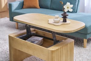 Mesa baja elevable rectangular de madera de mango maciza L100 cm LATIGO