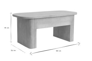 Mesa baja elevable rectangular de madera de mango maciza L100 cm LATIGO