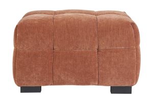 Pouf repose-pieds design en tissu effet velours terre brûlée CORTO