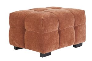 Pouf repose-pieds design en tissu effet velours terre brûlée CORTO