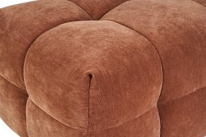 Pouf repose-pieds design en tissu effet velours terre brûlée CORTO