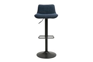 Tabourets de bar réglables pivotants 360° en tissu effet velours texturé bleu foncé et métal noir (lot de 2) BOOST