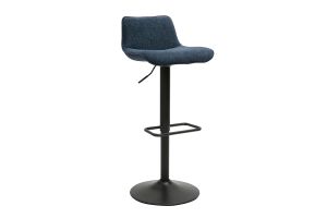 Tabourets de bar réglables pivotants 360° en tissu effet velours texturé bleu foncé et métal noir (lot de 2) BOOST