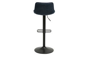 Tabourets de bar réglables pivotants 360° en tissu effet velours texturé bleu foncé et métal noir (lot de 2) BOOST